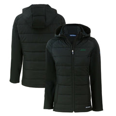 New York Jets Cutter & Buck Women's Primary Logo Evoke Hybrid Eco Softshell Recycled Full-Zip Hoodie Jacket Black