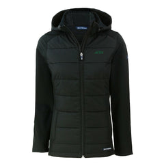 New York Jets Cutter & Buck Women's Primary Logo Evoke Hybrid Eco Softshell Recycled Full-Zip Hoodie Jacket Black