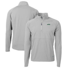 New York Jets Cutter & Buck Primary Logo Adapt Eco Knit Hybrid Recycled Raglan Quarter-Zip Top Gray