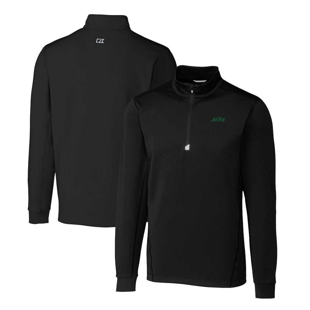 New York Jets Cutter & Buck Primary Logo Traverse Stretch Quarter-Zip Top Black