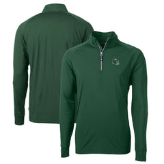 New York Jets Cutter & Buck Helmet Adapt Eco Knit Stretch Recycled Quarter-Zip Top Hunter Green