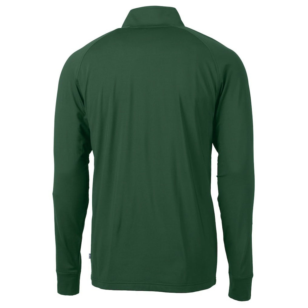 New York Jets Cutter & Buck Helmet Adapt Eco Knit Stretch Recycled Quarter-Zip Top Hunter Green