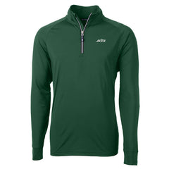 New York Jets Cutter & Buck Primary Logo Adapt Eco Knit Stretch Recycled Quarter-Zip Top Hunter Green