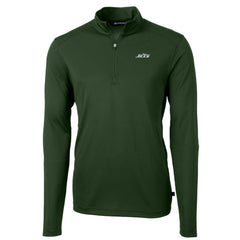 New York Jets Cutter & Buck Primary Logo Virtue Eco Pique Recycled Quarter-Zip Pullover Top Hunter Green