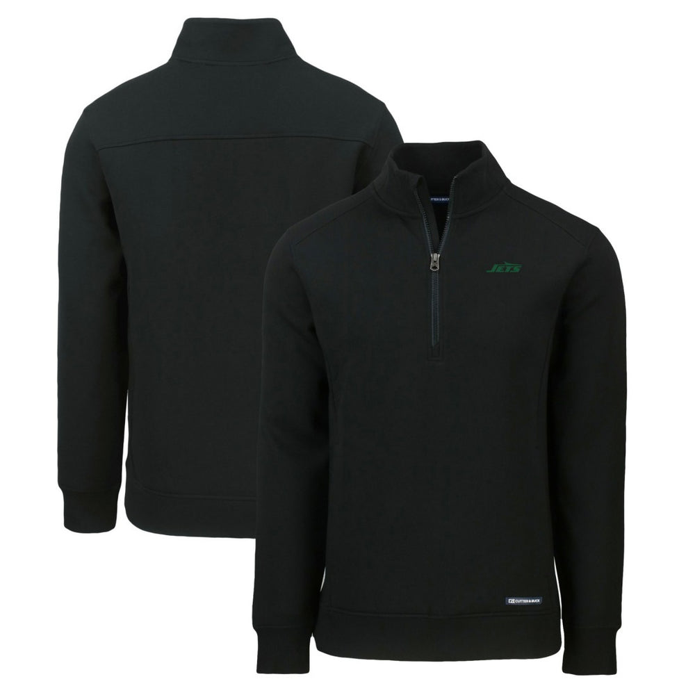 New York Jets Cutter & Buck Primary Logo Roam Eco Recycled Quarter-Zip Pullover Top Black