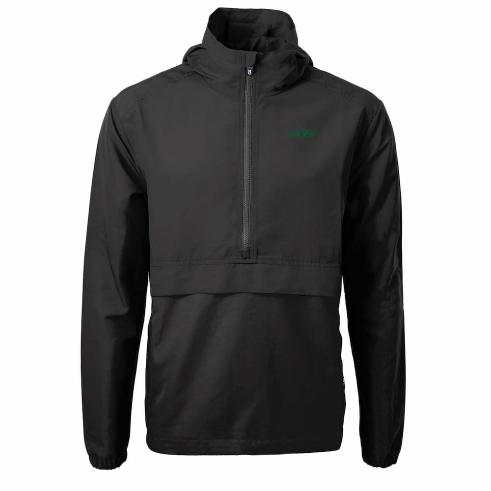New York Jets Cutter & Buck Primary Logo Charter Eco Recycled Half-Zip Anorak Jacket Black