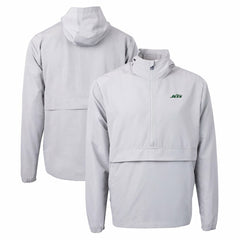 New York Jets Cutter & Buck Primary Logo Charter Eco Recycled Half-Zip Anorak Jacket Gray