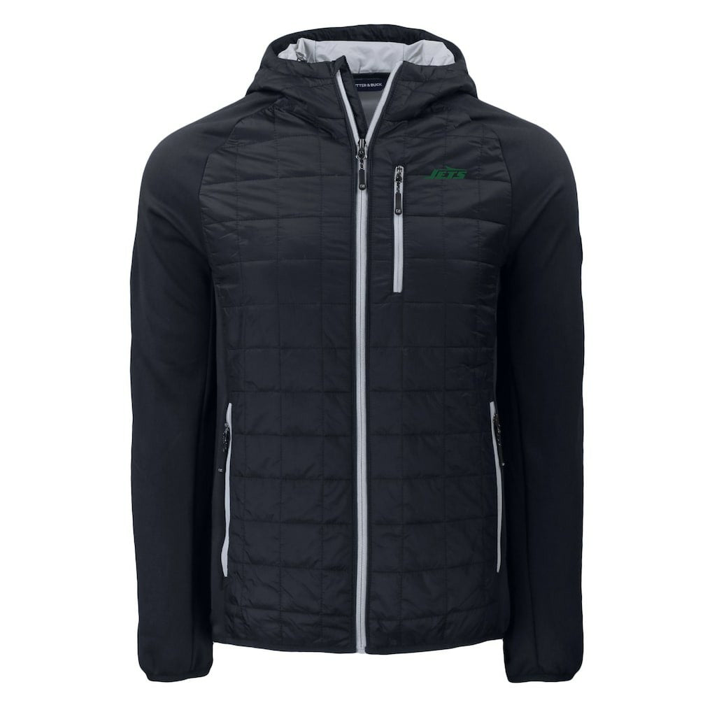 New York Jets Cutter & Buck Primary Logo Rainier PrimaLoft Eco Full-Zip Hybrid Jacket Black