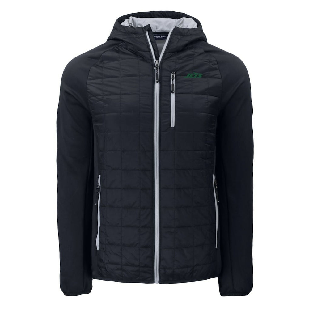 New York Jets Cutter & Buck Primary Logo Rainier PrimaLoft Eco Full-Zip Hybrid Jacket Black