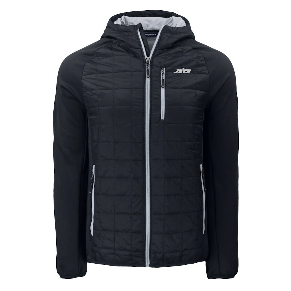 New York Jets Cutter & Buck Monochromatic Logo Rainier PrimaLoft Eco Full-Zip Hybrid Jacket Black
