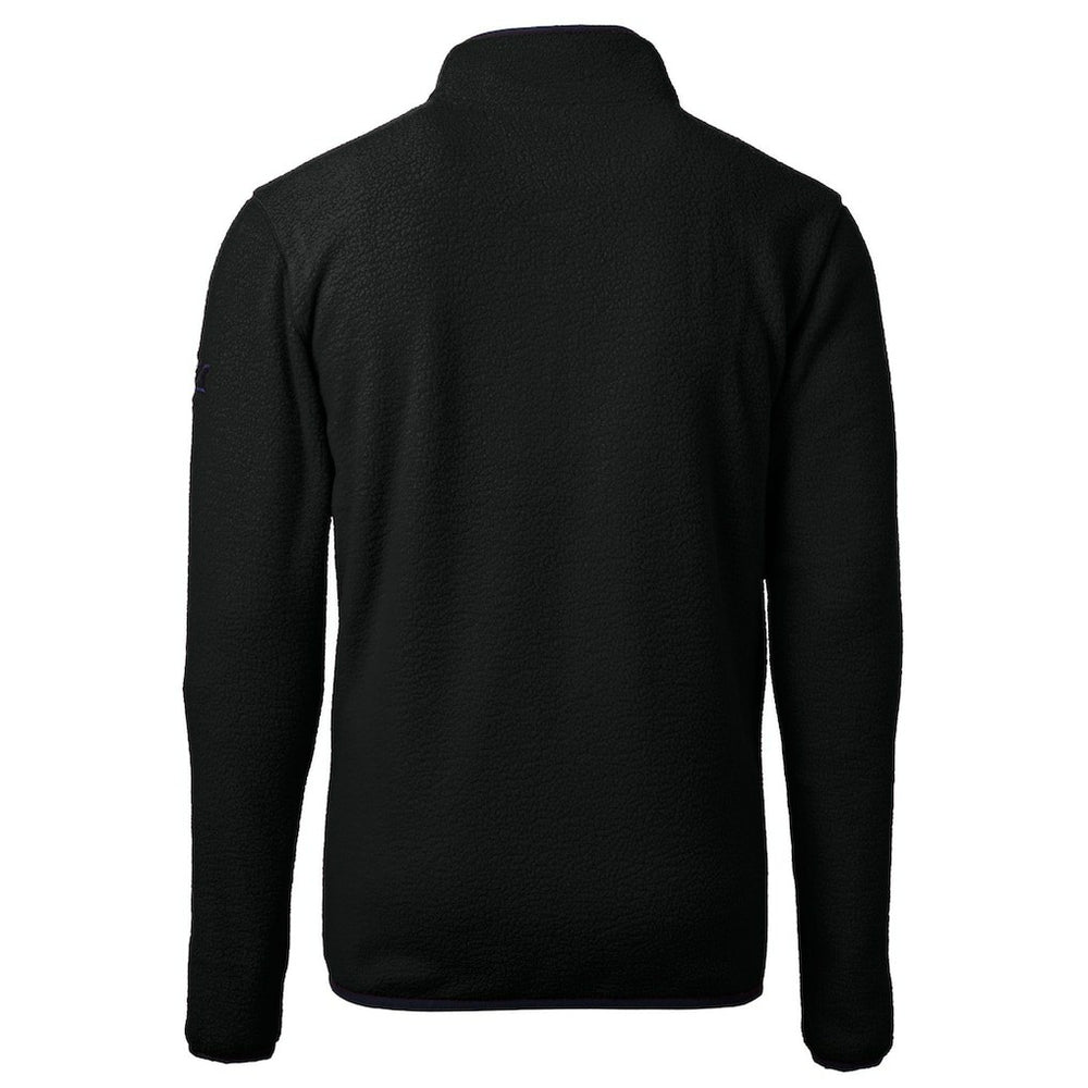 New York Jets Cutter & Buck Big & Tall Monochromatic Logo Cascade Eco Sherpa Fleece Quarter-Zip Jacket Black