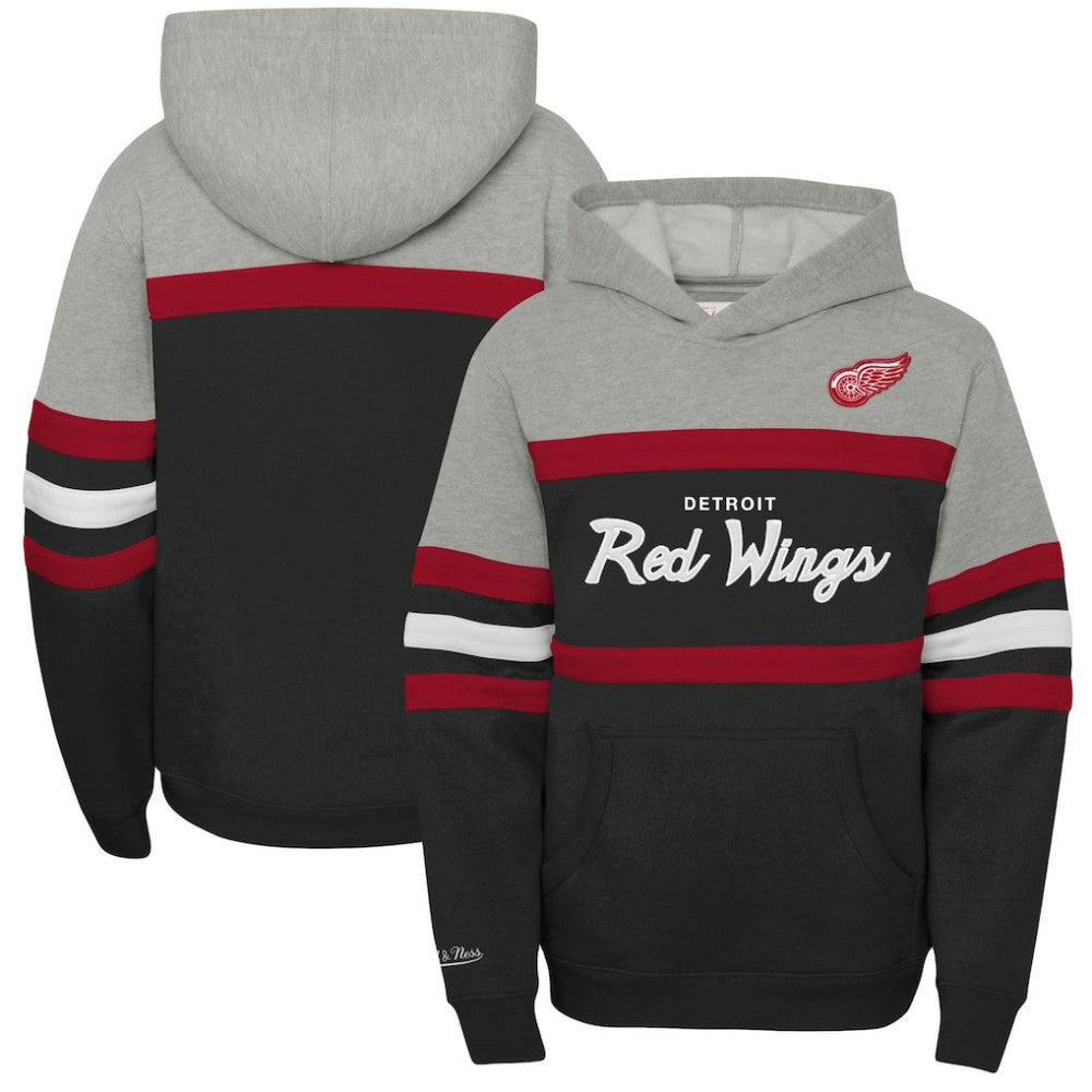 NHL Detroit Red Wings Mitchell & Ness Youth Head Coach Pullover Hoodie - Black