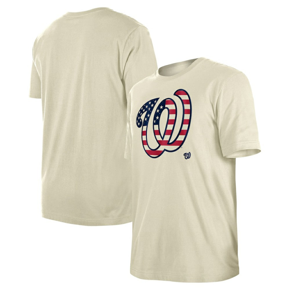 Washington Nationals New Era Americana Flag Fill T-Shirt - Cream T-shirts