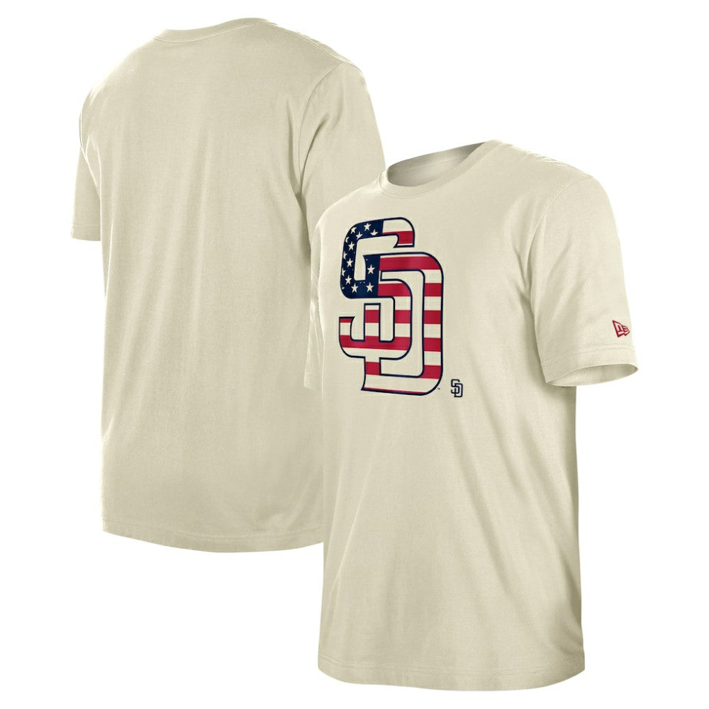 San Diego Padres New Era Americana Flag Fill T-Shirt - Cream T-shirts