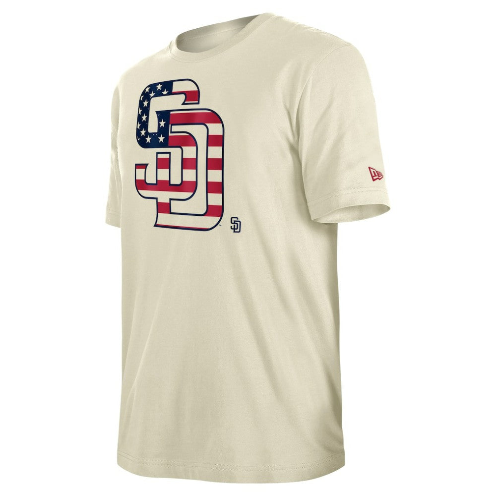 San Diego Padres New Era Americana Flag Fill T-Shirt - Cream T-shirts