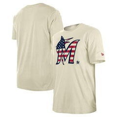 Miami Marlins New Era Americana Flag Fill T-Shirt - Cream T-shirts