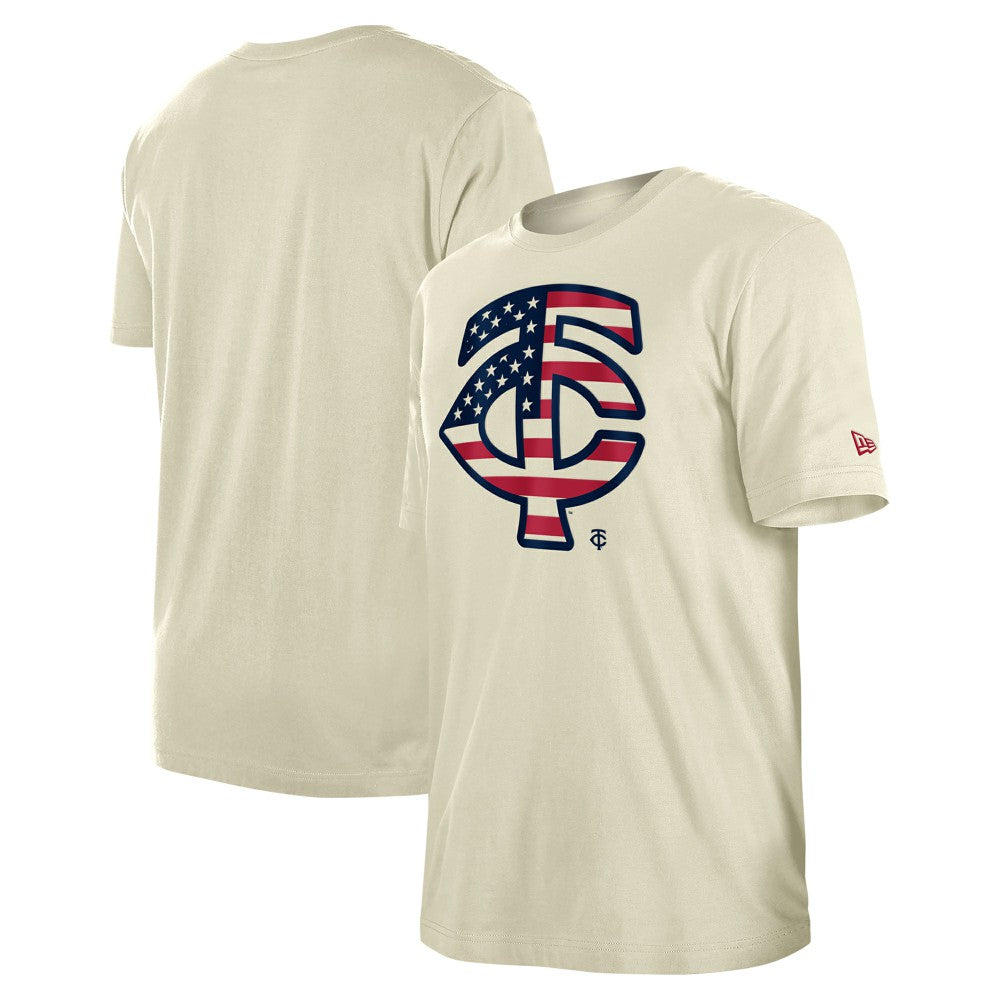 Minnesota Twins New Era Americana Flag Fill T-Shirt - Cream T-shirts