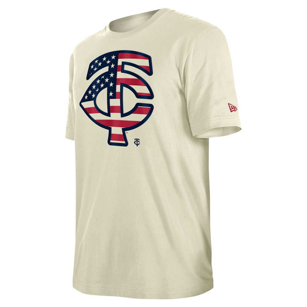 Minnesota Twins New Era Americana Flag Fill T-Shirt - Cream T-shirts