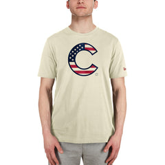 Chicago Cubs New Era Americana Flag Fill T-Shirt - Cream T-shirts