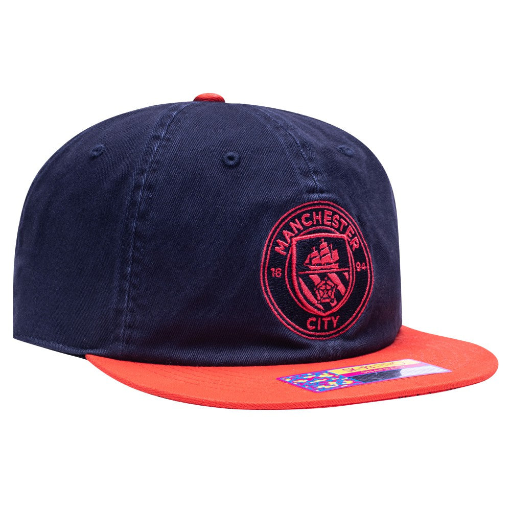 Manchester City Fan Ink Wander Snapback Hat Navy/Red sale