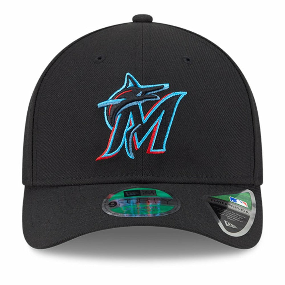 Miami Marlins New Era Player Replica 9FORTY Adjustable Hat - Black Hats