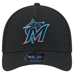 Miami Marlins New Era 9FORTY M-Crown Adjustable Hat - Black Hats