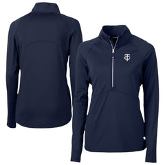 Minnesota Twins Cutter & Buck Women's Adapt Eco Knit Stretch Recycled Half-Zip DryTec Top - Navy Tops