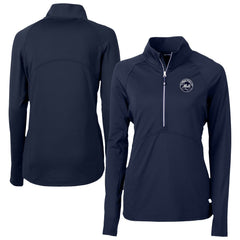 New York Mets Cutter & Buck Women's Adapt Eco Knit Stretch Recycled Half-Zip DryTec Top - Navy Tops