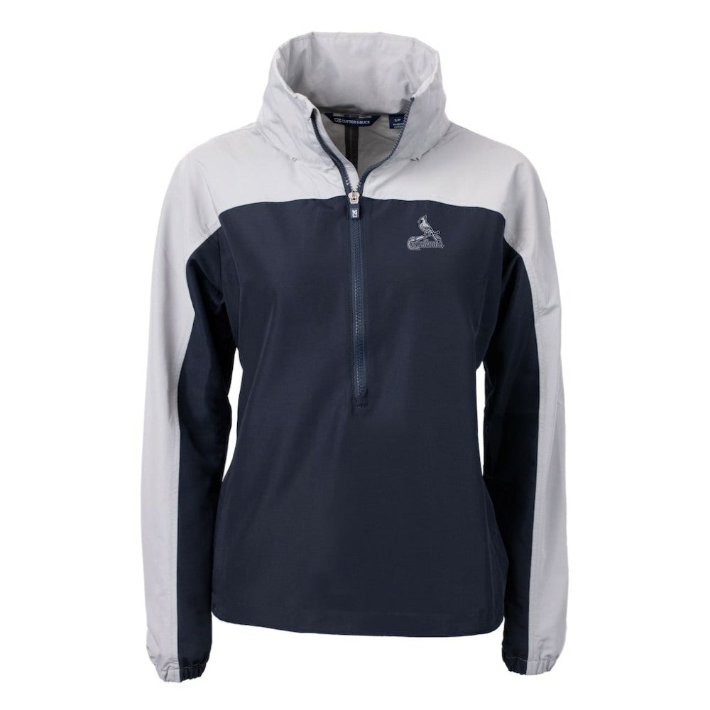 St. Louis Cardinals Cutter & Buck Women's Charter Eco Recycled Half-Zip Anorak Jacket - Navy/Gray Jackets