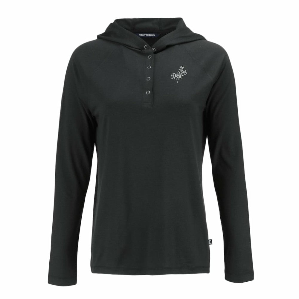 Los Angeles Dodgers Cutter & Buck Women's Coastline Epic Comfort Eco Recycled Raglan Long Sleeve Hoodie T-Shirt - Black Hoodies