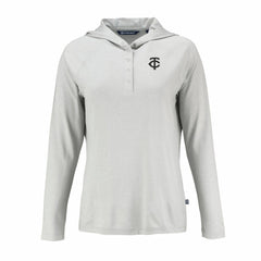 Minnesota Twins Cutter & Buck Women's Coastline Epic Comfort Eco Recycled Raglan Long Sleeve Hoodie T-Shirt - Gray Hoodies