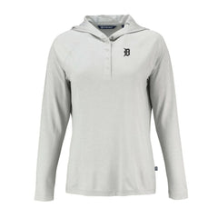 Detroit Tigers Cutter & Buck Women's Coastline Epic Comfort Eco Recycled Raglan Long Sleeve Hoodie T-Shirt - Gray Hoodies