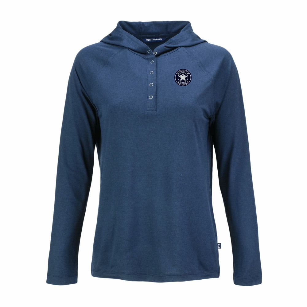 Houston Astros Cutter & Buck Women's Coastline Epic Comfort Eco Recycled Raglan Long Sleeve Hoodie T-Shirt - Navy Hoodies