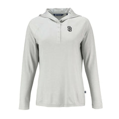 San Diego Padres Cutter & Buck Women's Coastline Epic Comfort Eco Recycled Raglan Long Sleeve Hoodie T-Shirt - Gray Hoodies