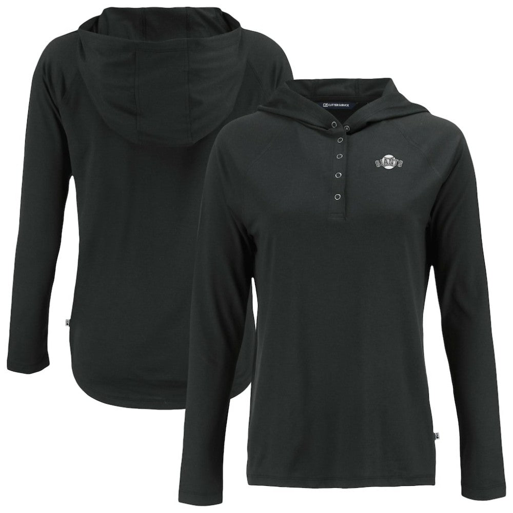 San Francisco Giants Cutter & Buck Women's Coastline Epic Comfort Eco Recycled Raglan Long Sleeve Hoodie T-Shirt - Black Hoodies
