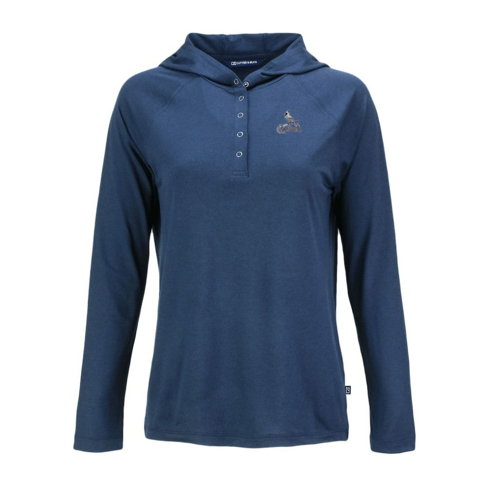 St. Louis Cardinals Cutter & Buck Women's Coastline Epic Comfort Eco Recycled Raglan Long Sleeve Hoodie T-Shirt - Navy Hoodies