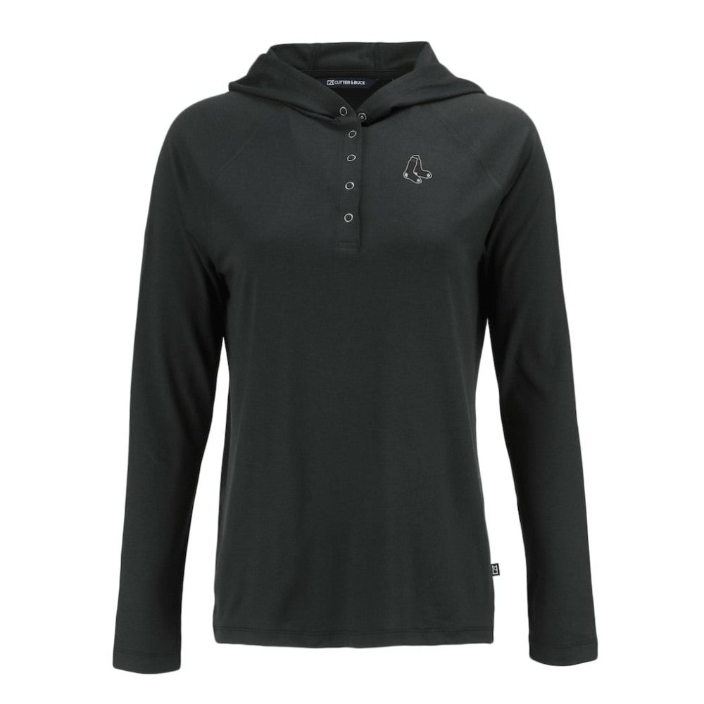 Boston Red Sox Cutter & Buck Women's Coastline Epic Comfort Eco Recycled Raglan Long Sleeve Hoodie T-Shirt - Black Hoodies