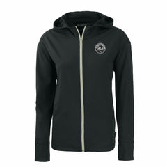 New York Mets Cutter & Buck Women's Daybreak Eco Recycled Full-Zip Hoodie - Black Hoodies
