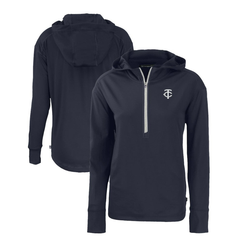 Minnesota Twins Cutter & Buck Women's Daybreak Eco Recycled Half-Zip Hoodie - Navy Hoodies