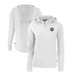 New York Mets Cutter & Buck Women's Daybreak Eco Recycled Half-Zip Hoodie - White Hoodies