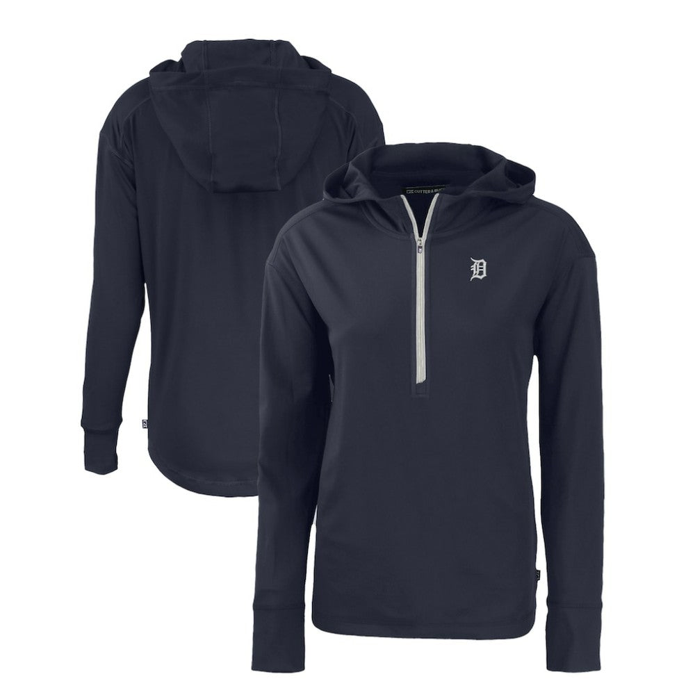 Detroit Tigers Cutter & Buck Women's Daybreak Eco Recycled Half-Zip Hoodie - Navy Hoodies