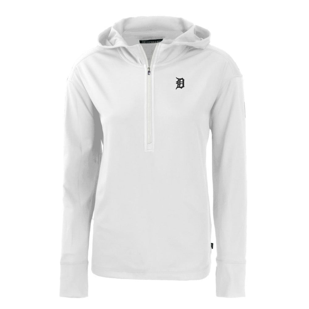 Detroit Tigers Cutter & Buck Women's Daybreak Eco Recycled Half-Zip Hoodie - White Hoodies