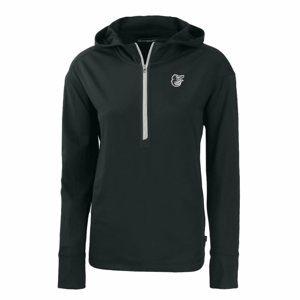 Baltimore Orioles Cutter & Buck Women's Daybreak Eco Recycled Half-Zip Hoodie - Black Hoodies