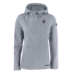 Minnesota Twins Cutter & Buck Women's Evoke Eco Softshell Recycled Full-Zip Hoodie Jacket - Gray Jackets