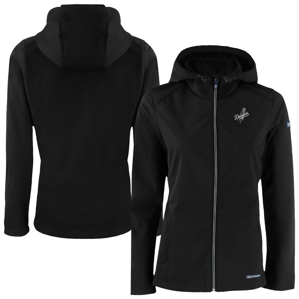 Los Angeles Dodgers Cutter & Buck Women's Evoke Eco Softshell Recycled Full-Zip Hoodie Jacket - Black Jackets