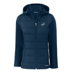 Los Angeles Dodgers Cutter & Buck Women's Evoke Hybrid Eco Softshell Recycled Full-Zip Hooded Jacket - Navy Jackets