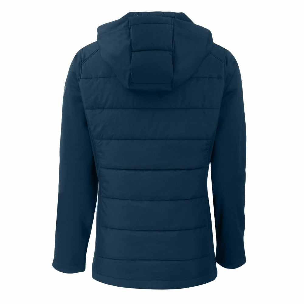 New York Mets Cutter & Buck Women's Evoke Hybrid Eco Softshell Recycled Full-Zip Hooded Jacket - Navy Jackets