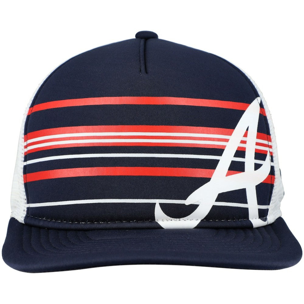 Atlanta Braves New Era A-Frame Trucker 9FIFTY Snapback Hat - Navy Hats