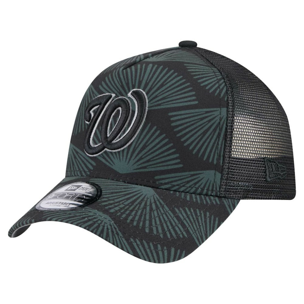 Washington Nationals New Era 9FORTY A-Frame Trucker Adjustable Hat - Black Hats