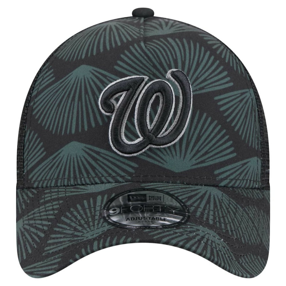 Washington Nationals New Era 9FORTY A-Frame Trucker Adjustable Hat - Black Hats
